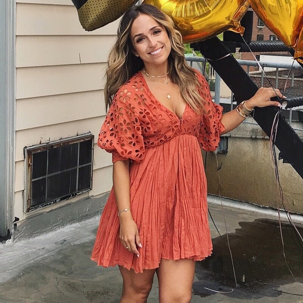 Free People Burnt Orange Short Flowy Dress